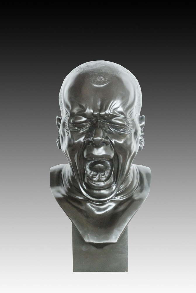 Bronze statue head