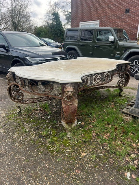 Garden Table Cast iron with marble top 